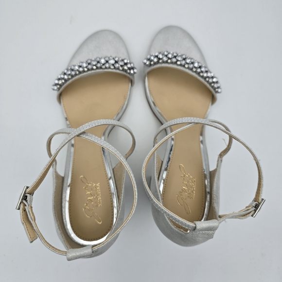 Jewel Badgley Mischka Penny Crystal Embellished Block Heels, Silver, Size 11 - Picture 11 of 16